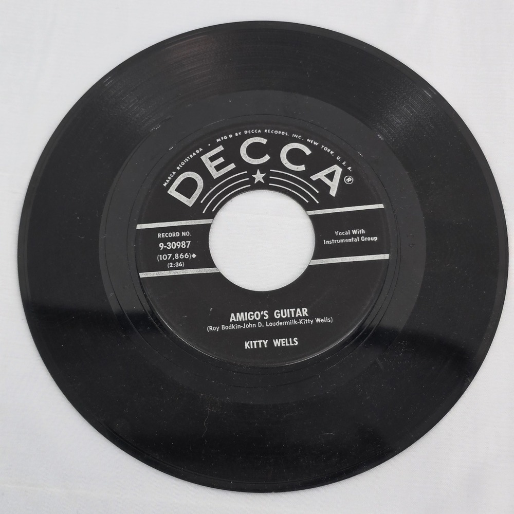 Kitty Wells Amigos Guitar Lonely‎ Is A Word Decca 9-30987 7" Vinyl 45 RPM Record